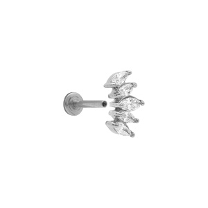 Piercing oreille en acier oreille helix, tragus 5 oxydes blancs - Vue 2