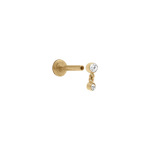 Piercing oreille en acierdoré helix, tragus oxydes sertis clos - Vue 2