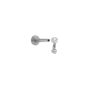 Piercing oreille en acier helix, tragus oxydes blancs sertis clos - Vue 2