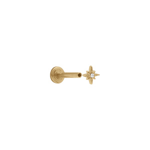 Piercing oreille en acier doré helix, tragus etoile avec 5oxyde blanc - Vue 2