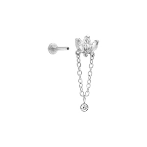 Piercing d\'oreille en acier helix avec oxydes blancs - Vue 2