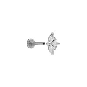 Piercing oreille en acier Hlix, Tragus, avec oxyde blanc - Vue 2