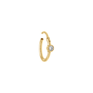 Piercing oreille en acier doré anneau avec boule avec oxyde blanc Hélix, Tragus, Daith, Rook - Vue 2