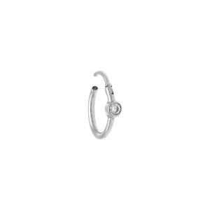 Piercing oreille en acier Hélix, Tragus, Daith, Rook avec oxyde blanc centre anneau - Vue 2