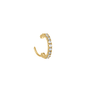 Piercing oreille en acier dor anneau avec rail oxydes blancs Hlix, Tragus,  Rook - Vue 2
