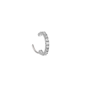 Piercing oreille en acier Hélix, Tragus, Rook anneau avec oxydes blancs - Vue 2