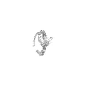 Piercing oreille en acier Hélix, Rook avec oxydes blancs sur anneau - Vue 2