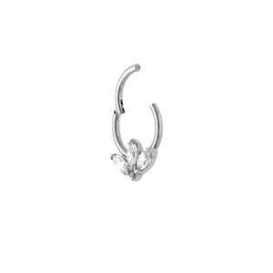 Piercing oreille en acier Hélix, Tragus, Daith anneau avec oxydes blancs - Vue 2