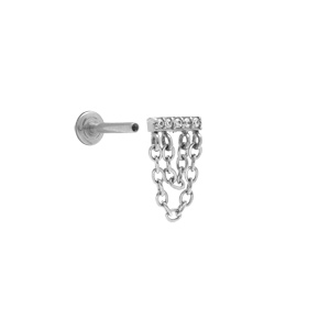 Piercing oreille en acier Hélix, Tragus avec chainette - Vue 2