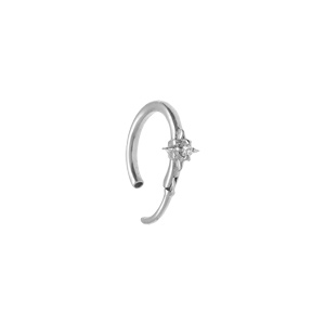 Piercing oreille en acier Hélix, Tragus, Rook anneau avec oxyde blanc central - Vue 2