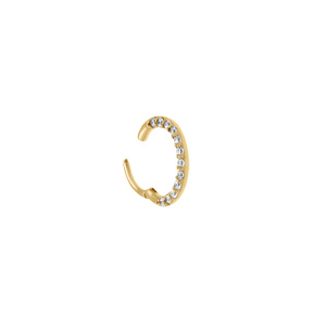 Piercing oreille en acier doré Hélix, Tragus, Daith, Rook anneau orné d\'oxydes blancs - Vue 2