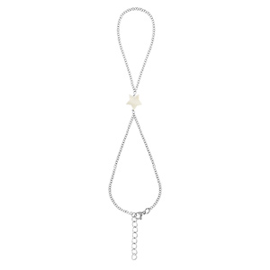 Parure de main acier motif étoile nacre blanche véritable 16+3cm - Vue 2