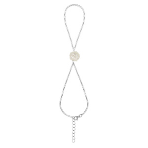 Parure de main acier motif rose nacre blanche véritable - Vue 2