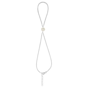 Parure de pied acier motif rose nacre blanche véritable 28+5cm - Vue 2
