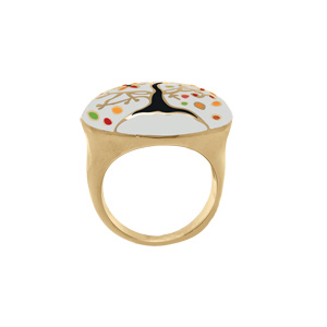 Bague Stella Mia en acier doré motif résine arbre de vie - Vue 2