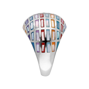 Bague Stella Mia en acier et nacre motifs géométrique multi couleur - Vue 2