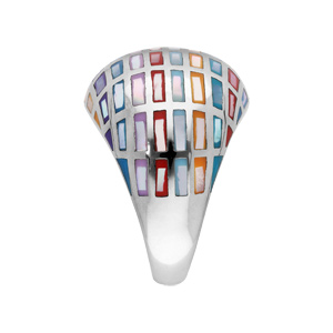 Bague Stella Mia en acier et nacre motifs gomtrique multi couleur - Vue 2