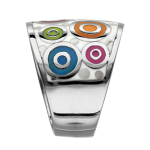 Bague Stella Mia en acier et nacre blanche vritable motifs spirales et multicolore - Vue 2