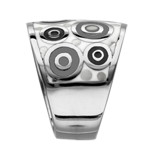 Bague Stella Mia en acier et nacre blanche vritable motifs spirales et noir et blanc - Vue 2