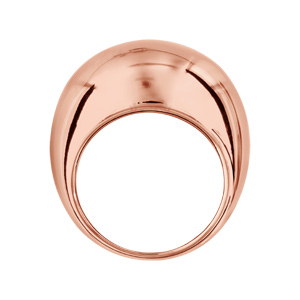 Bague en acier et PVD rose gros jonc bombé lisse - Vue 2