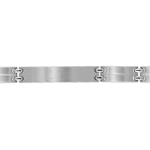 Bracelet en acier satiné maillons lisses avec un trait au milieu et avec plaque à graver au milieu - largeur 9mm et longueur 21cm - Vue 2