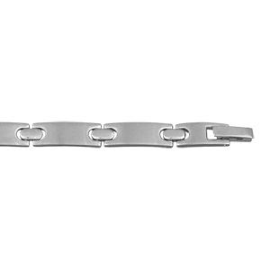 Bracelet en acier alternance de maillons lisses et de petites barrettes lisses arrondies - longueur 19cm - Vue 2