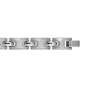 Bracelet en acier petits maillons de forme H alterns par des lments ovales - longueur 20cm ajustable - Vue 2