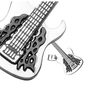Pendentif en acier grosse guitare avec motifs tribals - Vue 2