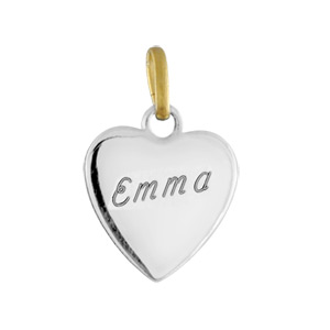 Pendentif acier et or coeur lisse 11mm - Vue 2