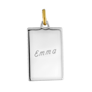 Pendentif en acier plaque G.I. rectangulaire dimensions 21mm X 14mm - Vue 2