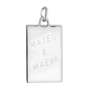 Pendentif en acier plaque G.I. rectangulaire dimensions 21mm X 33mm - Vue 2