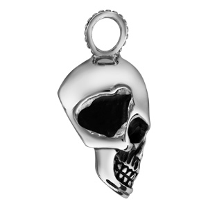 Pendentif en acier tte de mort noircie - Vue 2