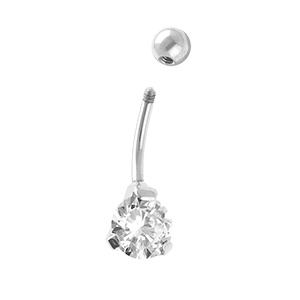 Piercing de nombril en acier avec oxyde rond blanc - Vue 2