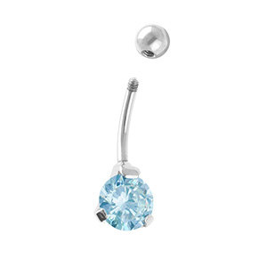 Piercing de nombril en acier avec oxyde rond bleu ciel - Vue 2