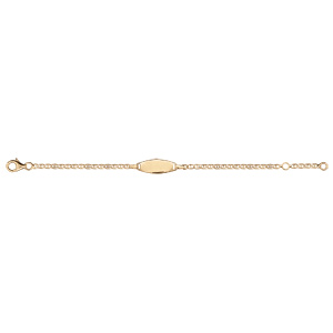 Gourmette Bébé en vermeil plaque ovale maille marine - 14cm réglable 12,5cm - Vue 2