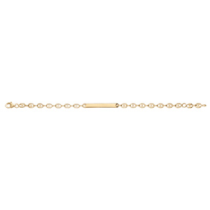 Gourmette en vermeil plaque droite maille grain de café - 17cm - Vue 2