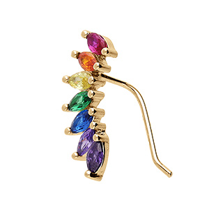 Boucles d\'oreille en vermeil lgrement incurves ornes de navettes d\'oxydes multicouleur - Vue 2