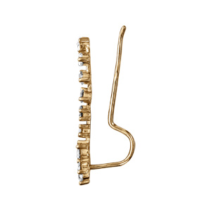 Boucles d\'oreille de lobe en vermeil motif fleur et tige d\'oxydes blancs sertis - Vue 2