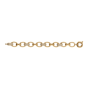 Bracelet en vermeil avec pierres blanches une maille sur deux, fermoir bouée - 20cm - Vue 2