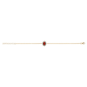 Bracelet en vermeil oxyde rouge et contours d\'oxydes blancs - 16+3cm - Vue 2