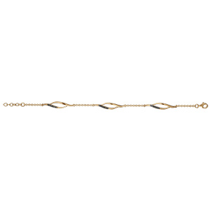 Bracelet en vermeil motifs barrettes pierres noires - 16+3cm - Vue 2