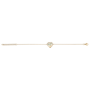 Bracelet en vermeil massif coeur contour oxydes blancs avec arbre de vie pierres vertes 16+3cm - Vue 2