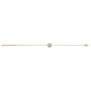 Bracelet en vermeil massif pierre naturelle topaze bleue avec contour d\'oxydes blancs sertis - 16,5+3cm - Vue 2