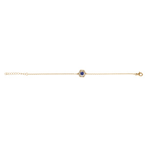 Bracelet en vermeil oxyde bleu et contour d\'oxydes blancs - 16+3cm - Vue 2