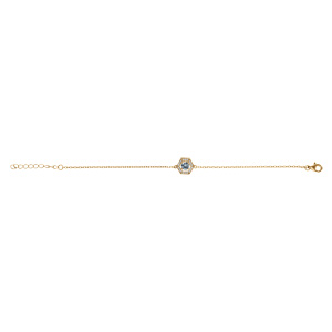 Bracelet en vermeil oxyde bleu ciel et contour d\'oxydes blancs - 16+3cm - Vue 2