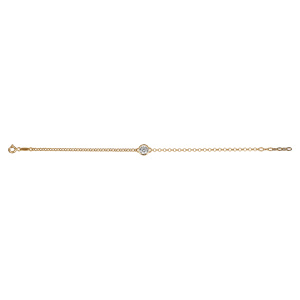 Bracelet en vermeil chaîne petite jaseron avec pierre ronde serti clos - 18cm - Vue 2