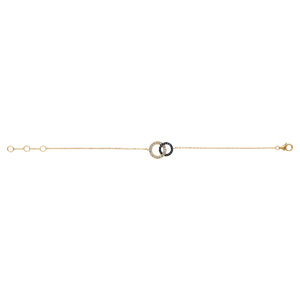 Bracelet en vermeil deux cercles entremelés pierres blanches et noires 16+1+1cm - Vue 2
