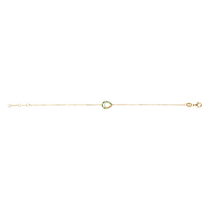 Bracelet en vermeil goutte avec oxydes verts vet blancs sertis -15+3cm - Vue 2