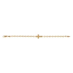 Bracelet en vermeil maille grain de caf croix plate lisse -19cm - Vue 2