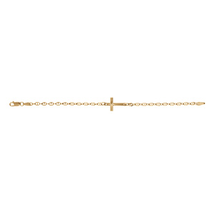 Bracelet en vermeil maille grain de caf croix plate lisse diamant etoile -17cm - Vue 2